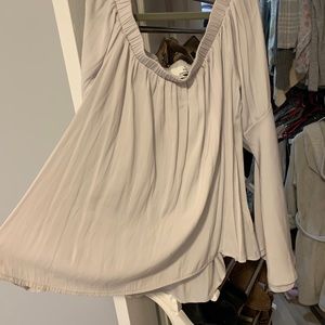 Off the shoulder gray flowy top